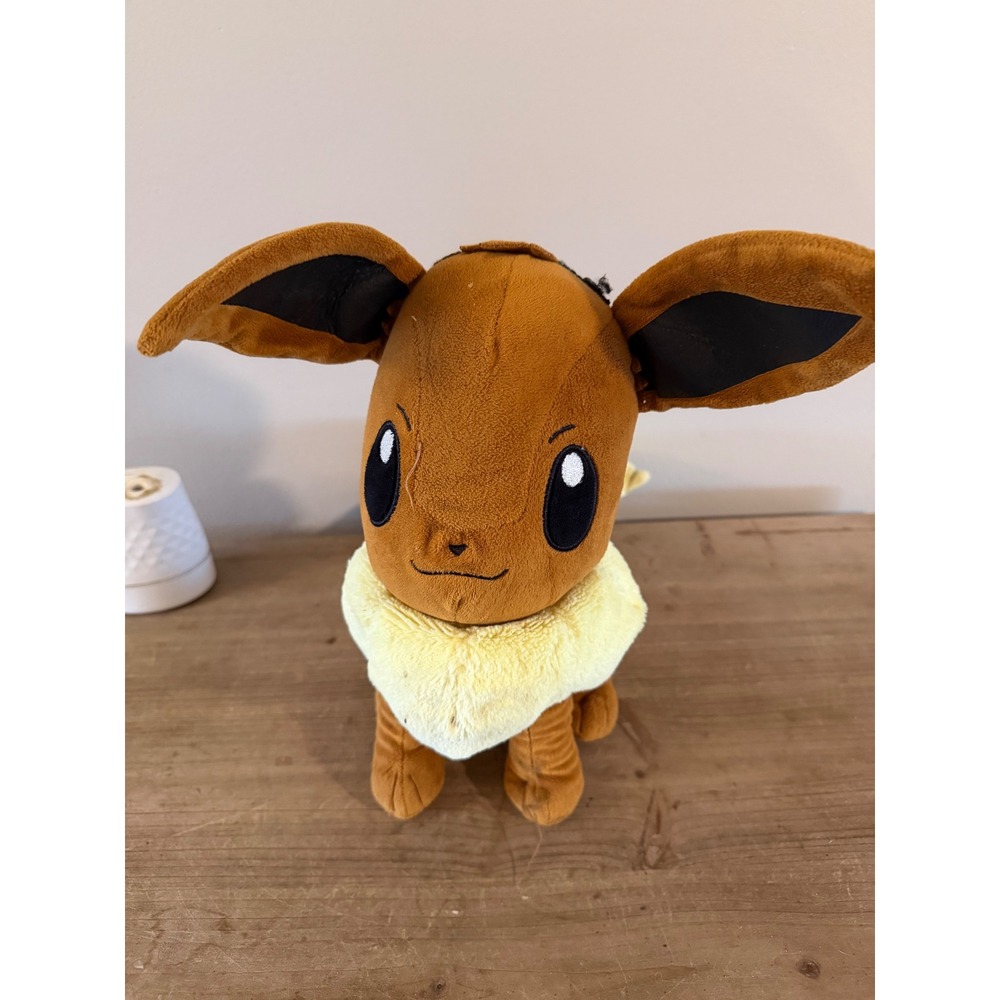 Pokemon Eevee Plush Stuffed Animal with Hidden Zipper Pouch Brown 10 Inch